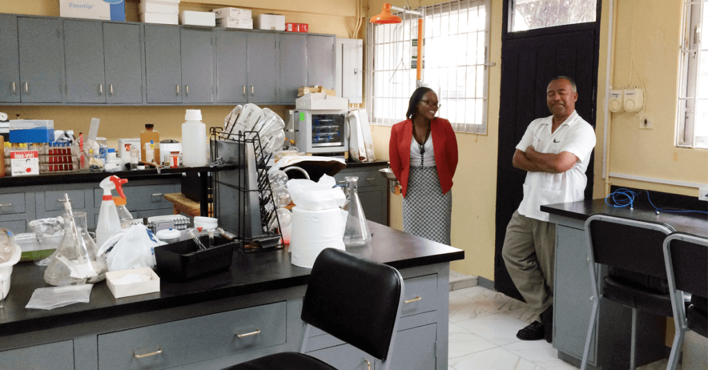 Dr. Collins-Fairclough in the lab at UTech
