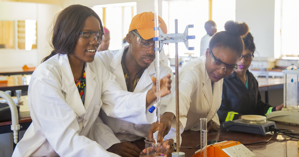 Students in the Department of Chemical Technology work in the lab