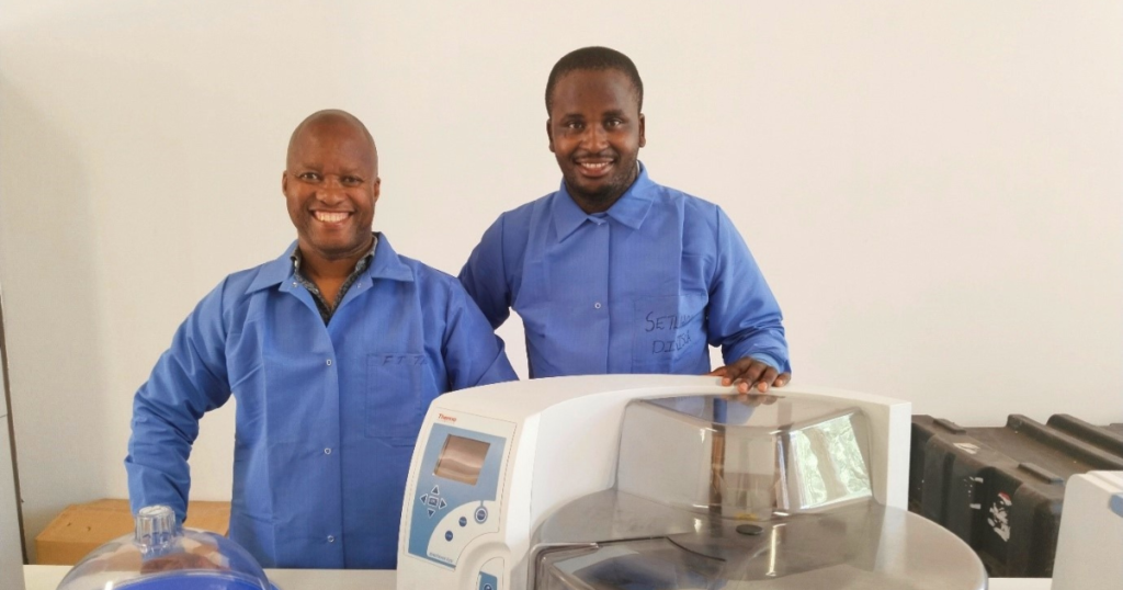 Dr. Force Thema (left) at the Botswana University of Agriculture and Natural Resources